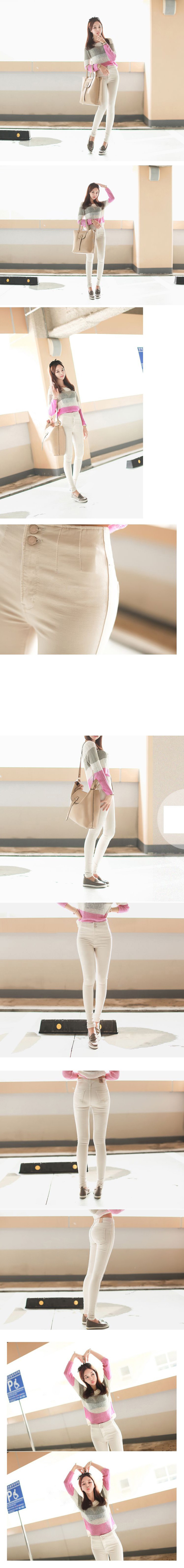 
                                        诺诚卉 2015秋冬新款女士外穿打底裤黑白高弹力修身显瘦小脚裤百搭铅笔裤女 白色 K21 M                