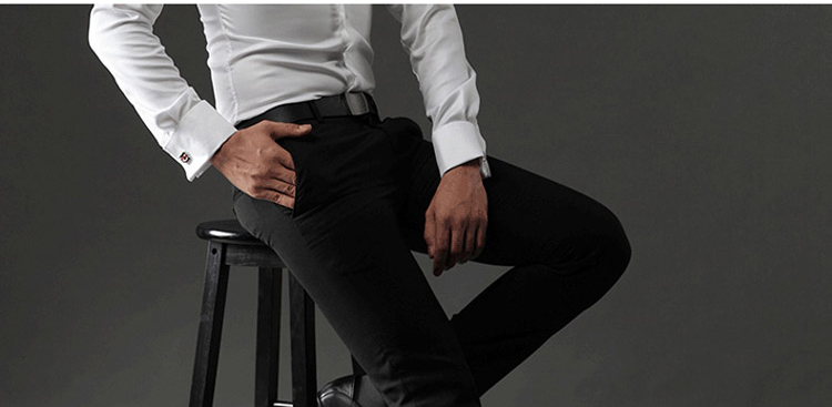 商务西裤男士上班职业装裤子韩版修身工装裤防皱免烫 黑色-平纹 27