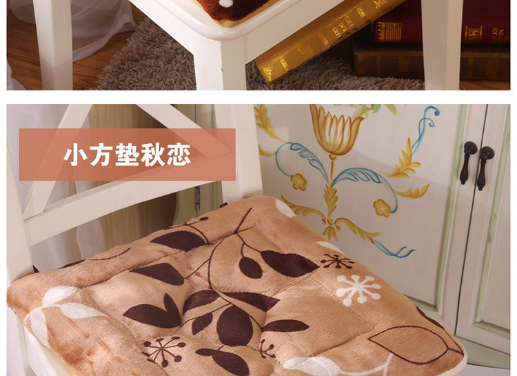 圣榜家纺 法莱绒小方垫 椅垫办公室餐椅垫坐垫棉布艺加厚 保暖透气凳子坐垫 白点豹纹-餐椅垫 38*40cm