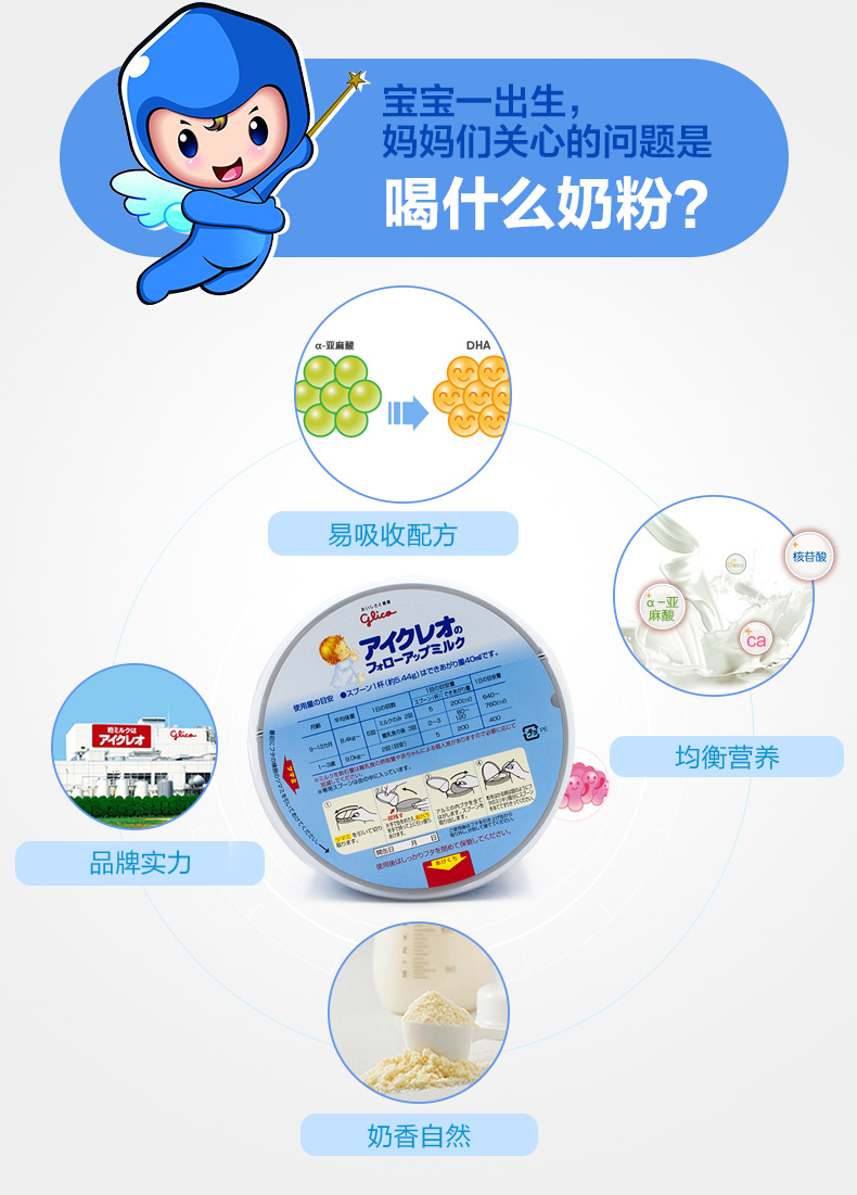 固力果icreo婴幼儿2段二段奶粉936个月820g2缶