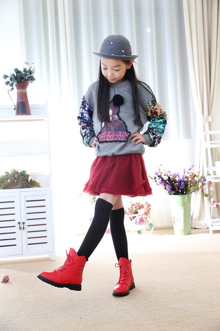 女童靴子公主靴童鞋真皮冬靴儿童保暖雪地靴加绒短靴潮棉靴马丁靴韩版