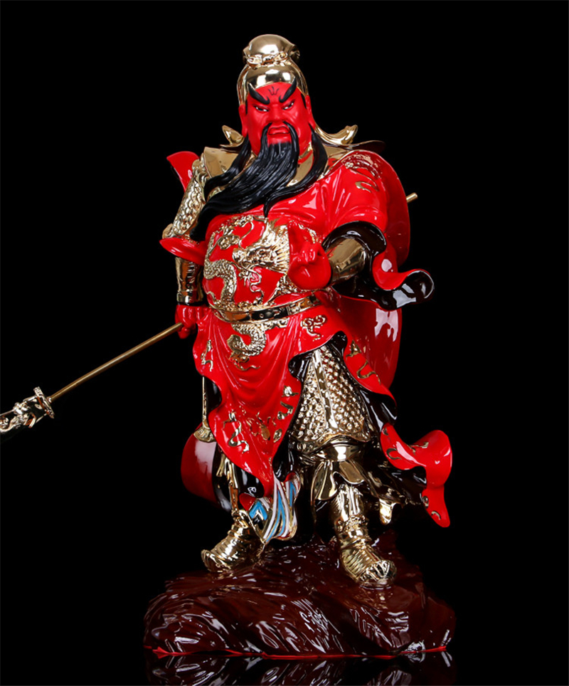 鎏金关公摆件二指关二哥佛像关羽武财神关二爷财神爷供奉 红袍关公