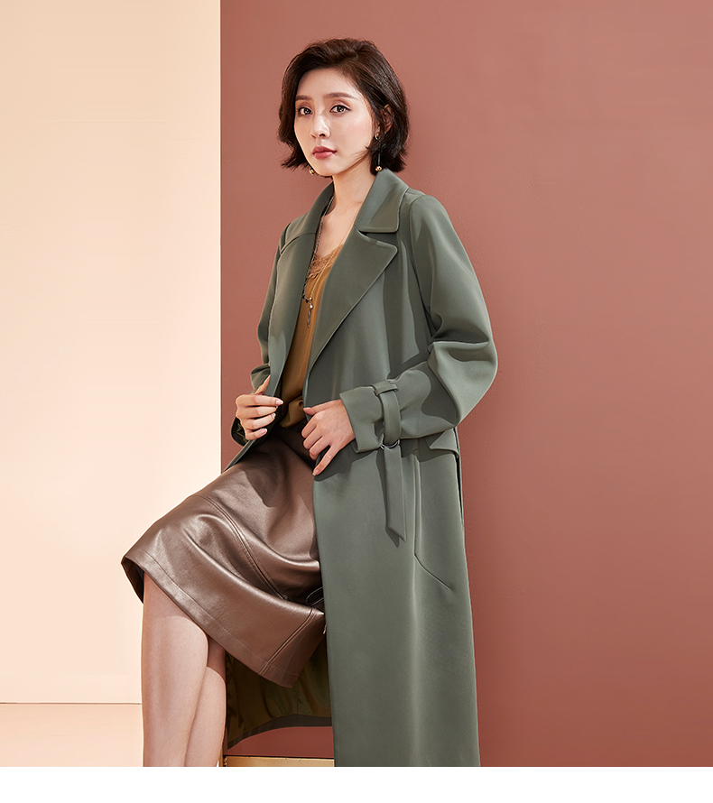 亦朵女装2020春装新款风衣外套女中长款气质女士风衣春秋外衣女装 军