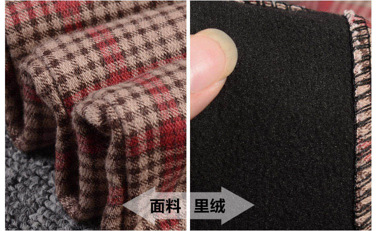 铭佳汇2016秋季新款加绒加厚英伦风格子显瘦铅笔小脚裤打底裤女 1111 黑色格子 XXXL