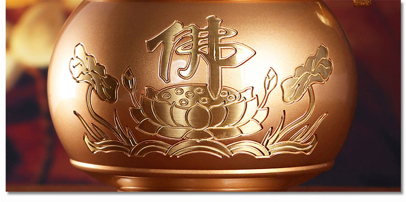 圆通礼品液体酥油灯供佛灯纯铜油灯佛灯供灯家用佛前长明灯粉金色小号