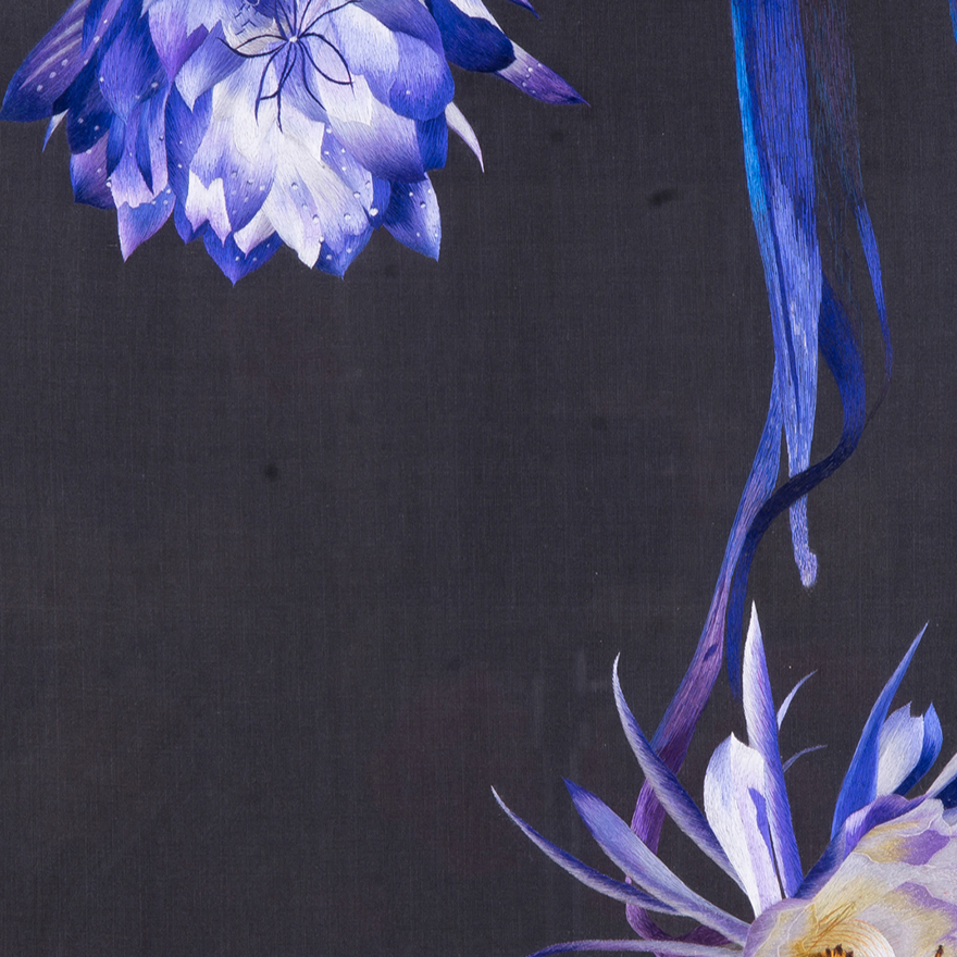 工艺品 刺绣 张琳苏绣真丝《昙花》 天宫工艺品