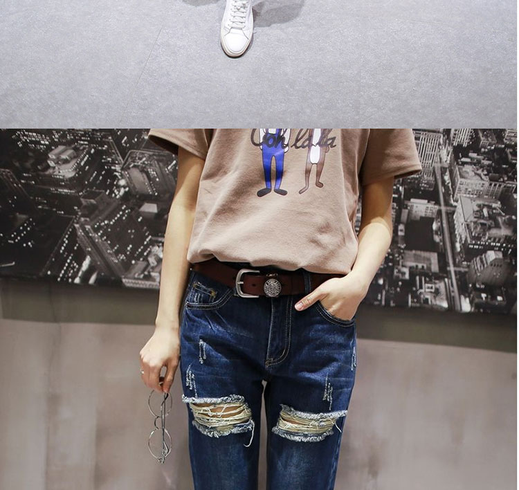 丹杰仕秋冬女装弹力休闲修身牛仔裤女长裤韩版潮九分小脚裤破洞韩国哈伦微跨女裤显瘦乞丐情侣裤 8083 28码