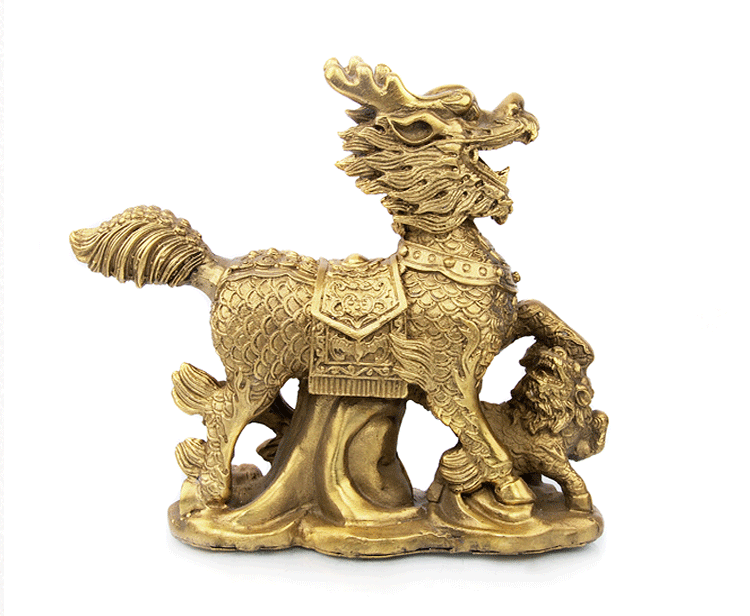 天御阁纯铜麒麟摆件一对大号黄铜财富麒麟招财风水工艺品客厅玄关办公