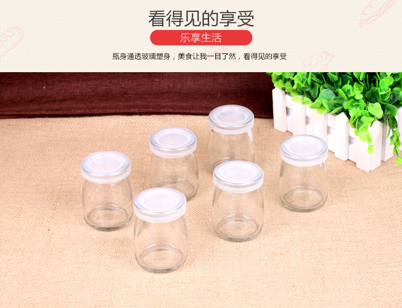 timi 布丁瓶 玻璃布丁杯 加厚带盖牛奶杯  酸奶瓶 烘焙模具单个容量100毫升