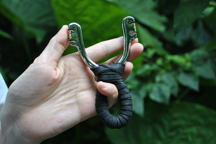 户外不锈钢打鸟弹弓 蝰蛇4孔卡球 蝰蛇传统弓眼 镜面版 蝰蛇加宽弓门4