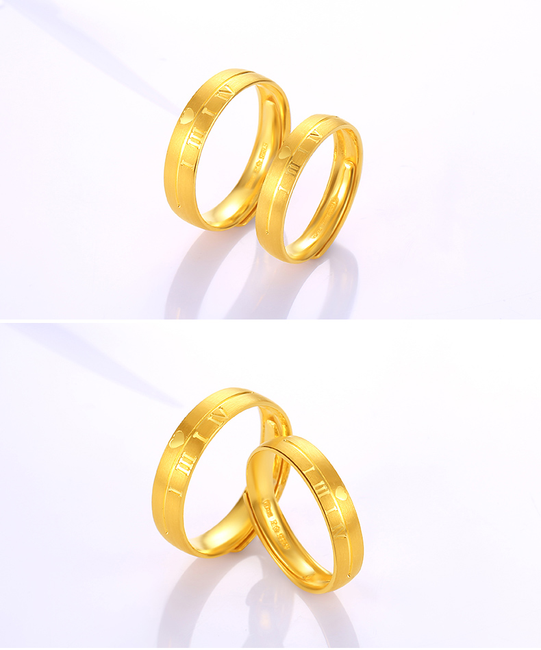 七夕情人节礼物金龙珠宝黄金戒指情侣款9999足金一生一世情侣戒指婚庆