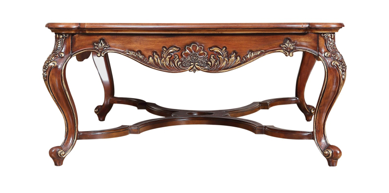 福溢家居 法国香颂系列咖啡桌欧式实木茶几客厅长方形茶桌茶几 中木