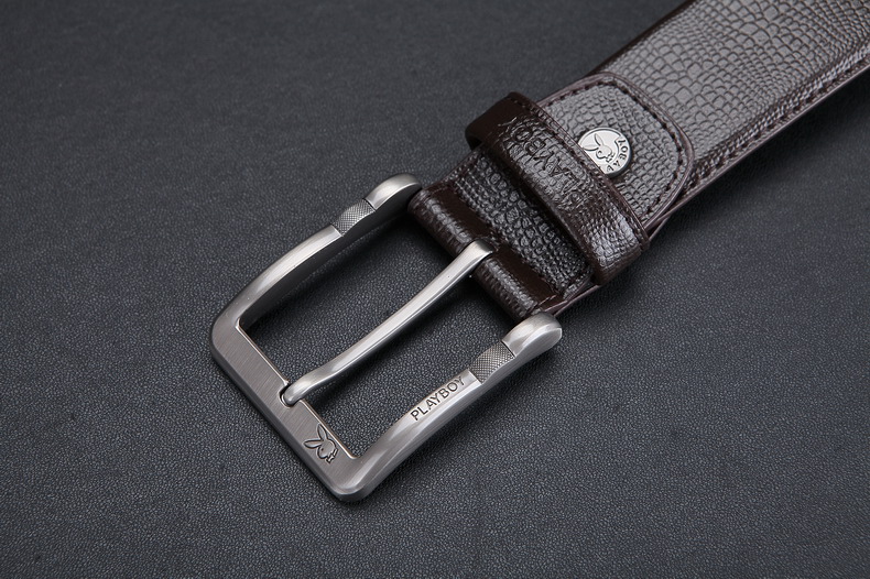 花花公子playboy 皮带男针扣休闲牛皮黑色 啡色 啡色0936 125cm