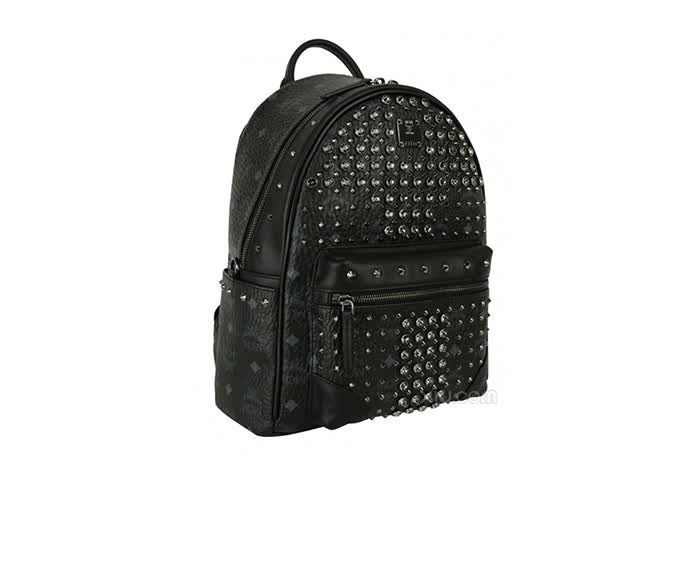 mcm 女士水钻铆钉双肩包 mwk6svi52.bk001 黑色 f