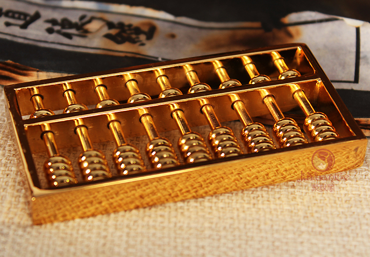 聚缘阁黄铜算盘摆件老式铜算盘家居装饰品送人礼品子云铜算盘33厘米