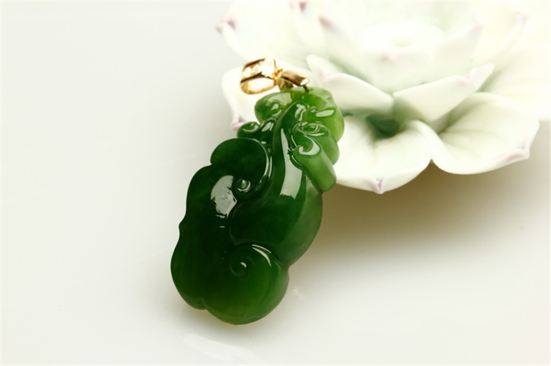 东赏 天然玉石和田玉碧玉吊坠如意挂件