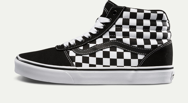 vans范斯官方黑白棋盘格男鞋高帮帆布鞋黑白棋盘格40