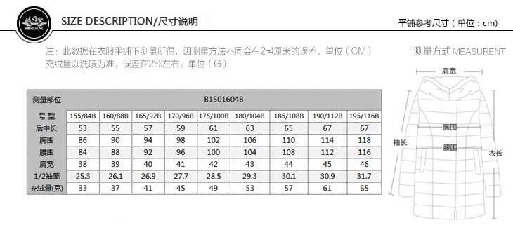 波司登（BOSIDENG）2015新款女士休闲大众加大加肥内穿羽绒马甲B1501604B 5076(深黛青) 160/88B