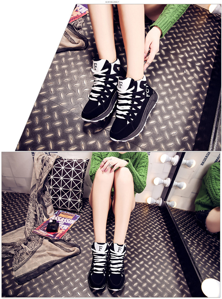 amlola艾罗拉 2015秋季新款韩版系带高帮鞋拼色厚底休