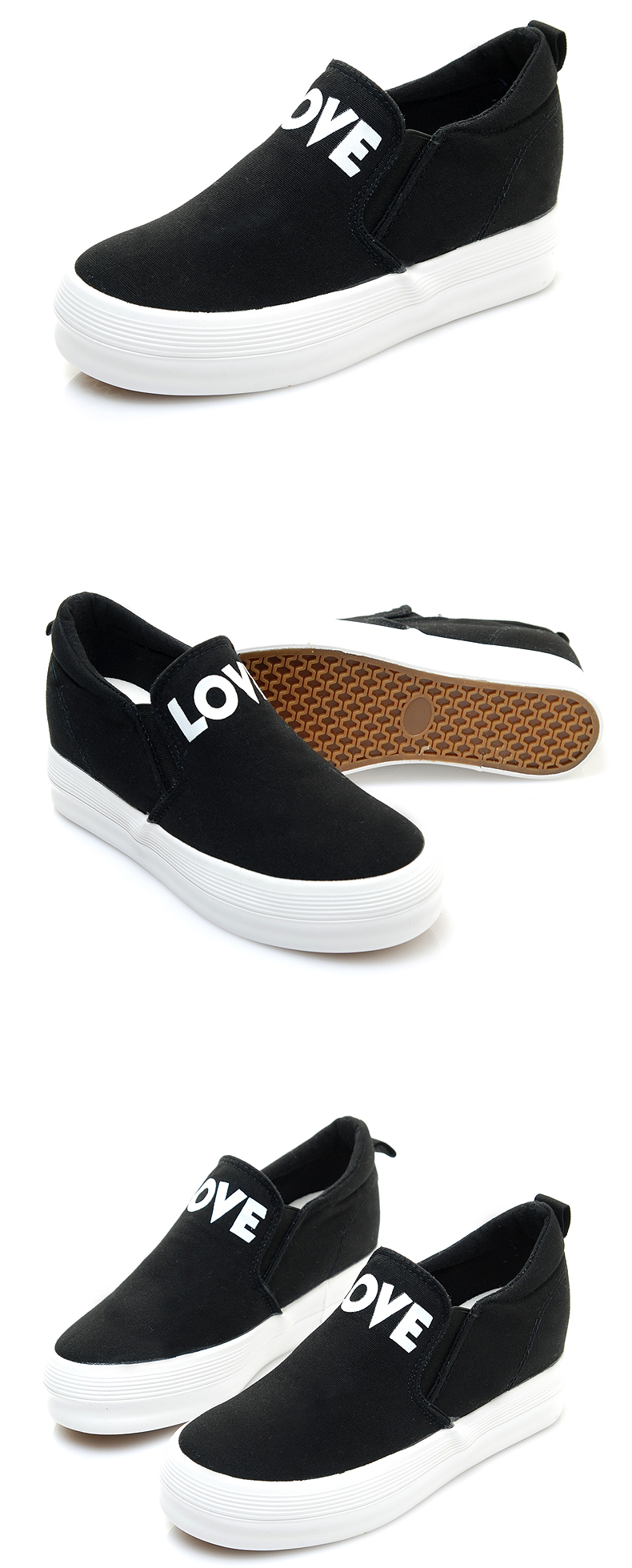 卓不凡 2016春季新款内增高帆布鞋女 透气懒人布鞋一脚蹬乐福鞋单