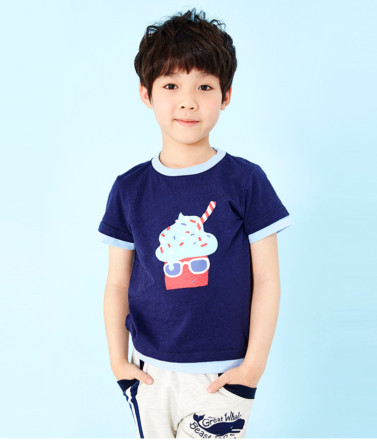 爱乐贝兜儿 男童t恤2016夏新款卡通上衣中大童短袖款式tx478 粉色 110