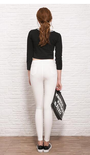 丹丽芙 2015秋冬季打底裤弹力外穿女裤黑色小脚裤铅笔裤休闲长裤 白色