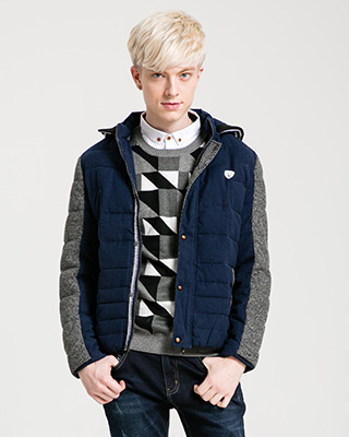 三福2015男装冬季新款 韩版立领可拆卸连帽棉服 短款男外套 3-38694