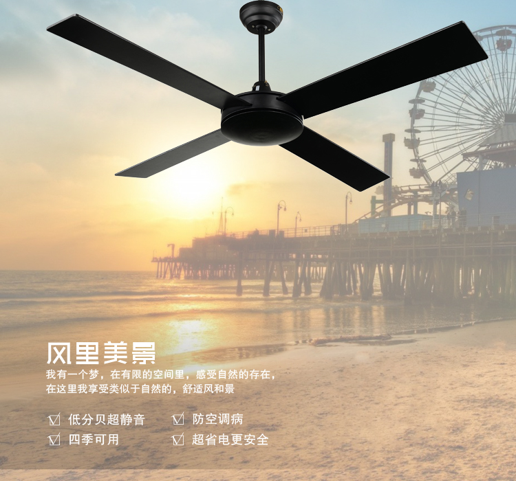 创康 LED工程吊扇灯节能无噪音简约自带壁控纯色风扇灯42寸48寸52寸多色可选SD115 115D-银色带LED灯 52寸遥控