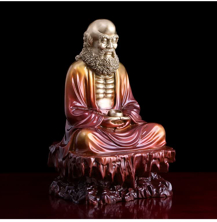 九黎纯铜达摩祖师佛像禅意摆件家居饰品复古工艺品摆件