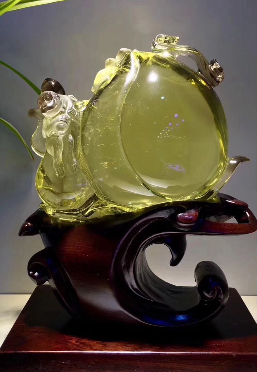 诺源珠宝精美天然黄水晶摆件金猴献寿造型款黄水晶摆件精湛手工雕琢