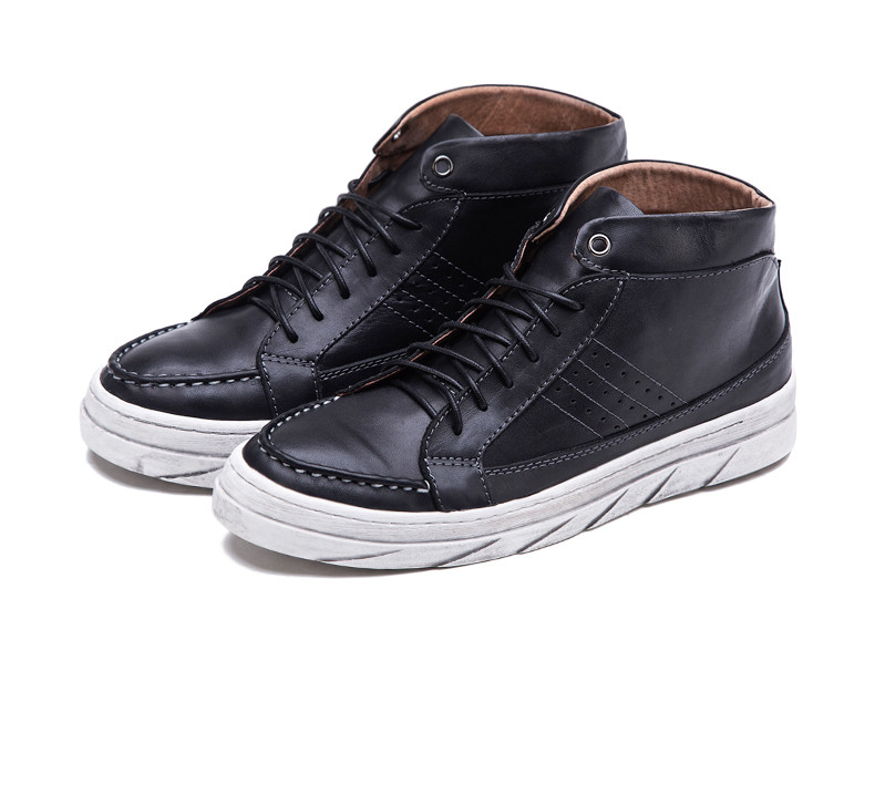 香港品牌bezos贝左斯 冬季板鞋男高帮鞋潮流英伦复古厚底男鞋 棕色 41