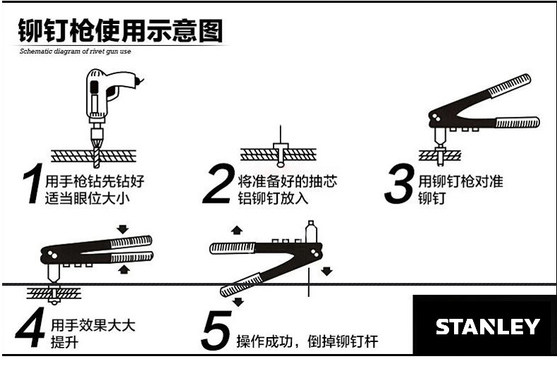 史丹利铆钉枪手动抽芯拉铆枪抢省力拉钉枪钳柳钉枪拉帽卯钉枪工具轻型