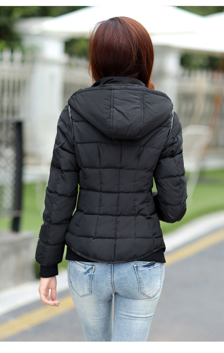 阁礼莎2015女装冬上新新品加厚羽绒服女短款 羽绒棉衣短外套女QMF009 藏青色 L