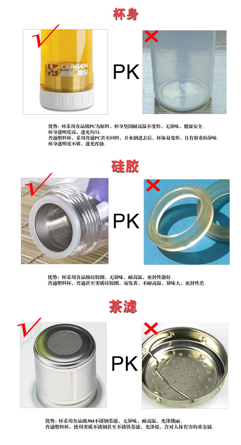 名品嘉俊 大容量运动水壶带茶滤网茶叶壶休闲旅行塑料水杯子700ml 塑料杯