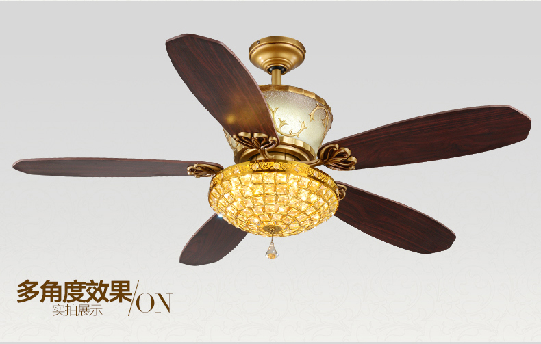 金幻吊扇灯风扇灯奢华水晶灯具客厅餐厅吊灯 52寸壁控版LED4W+18W必须2火1零线