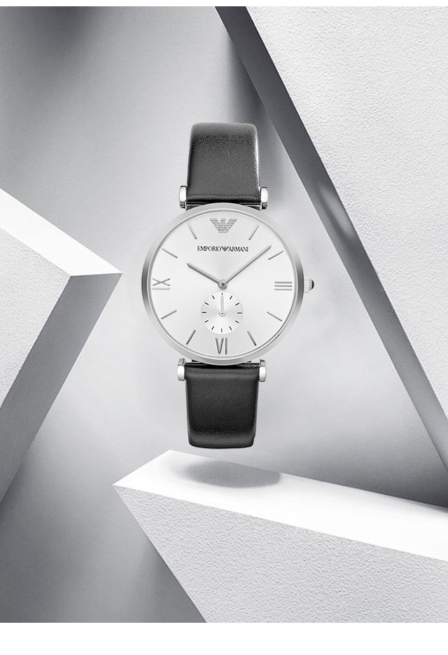 阿玛尼(emporio armani)手表皮质表带男士休闲简约时尚石英表时尚腕表