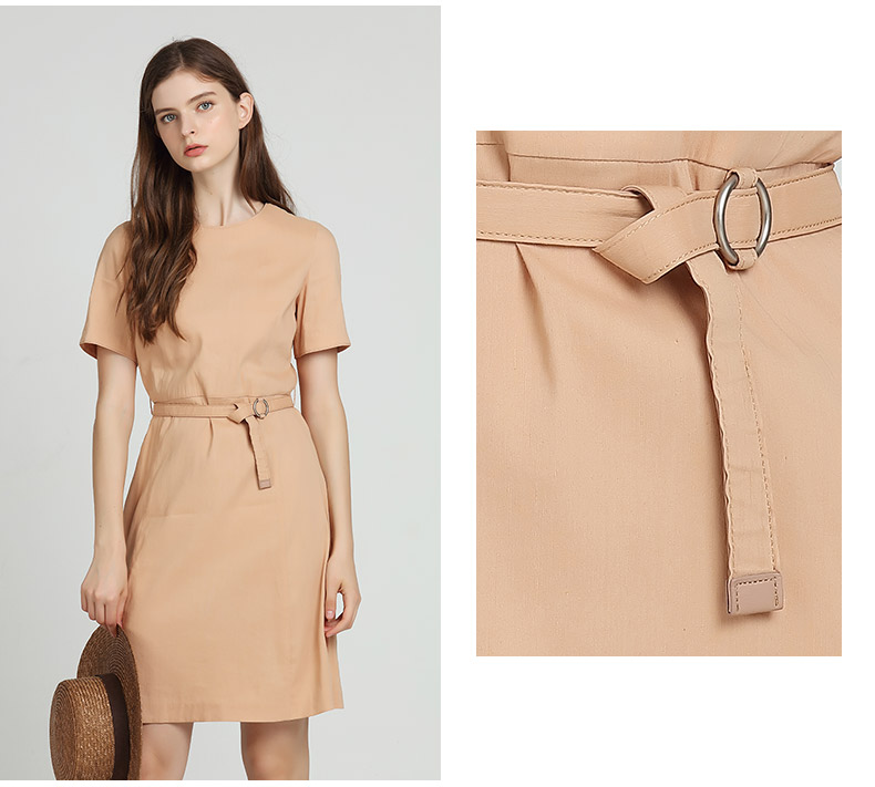 beanpole滨波 韩国三星女士纯色短袖bb裙女装连衣裙 bf7471z10 藏青色