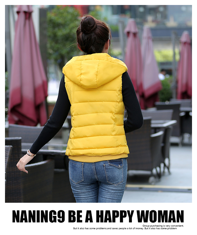 卡拜妮 2015秋冬新款马甲女韩版修身显瘦轻薄羽绒服连帽棉服短款外套女 白色 XXL