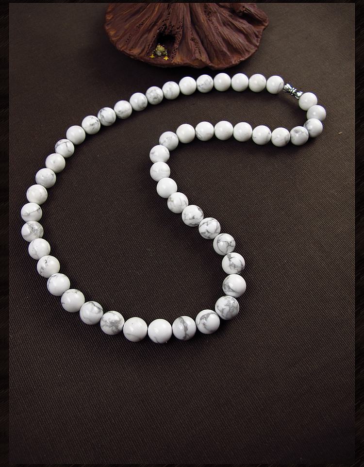 相石缘6-8-10-12mm天然白松石项链女饰品送妈妈送自己礼物礼品 12mm