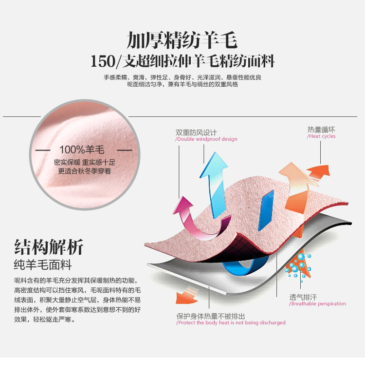 半城丝语2015秋冬女新非羊绒大衣双面 中长款西装领修身韩版毛呢大衣通勤粉色毛呢外套 珍珠粉 M
