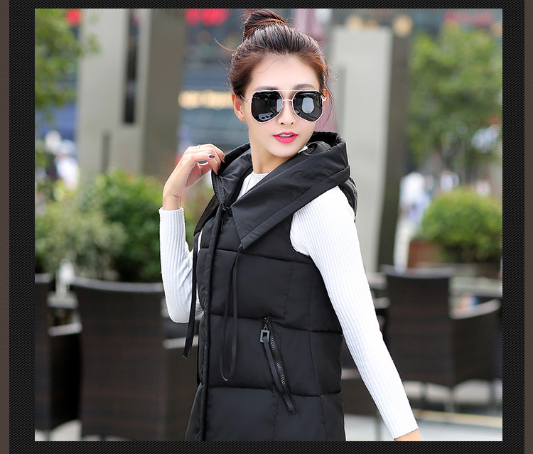 摩菲朵 2015秋冬新款连帽外套中长款背心马甲女 MJ6006 牛仔蓝 XL