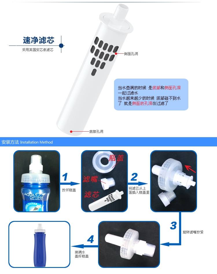 安芯泉(aqua optima) 净水杯 便携户外滤水壶 on the move 一壶一芯