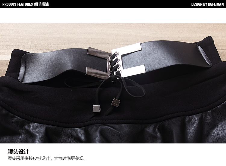 舞羽伦比 秋冬显瘦小脚裤子蕾丝百褶蓬蓬裙裤加绒加厚女士外穿假两件打底裤 黑色 30