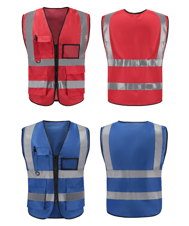 工作服环卫绿化交通安全骑行防护背心马甲夹安全反光马夹背心 湖蓝色