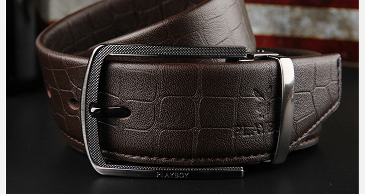 腰带男款针扣 百搭头层牛皮裤带韩版潮流时尚商务皮带playboy 款式一