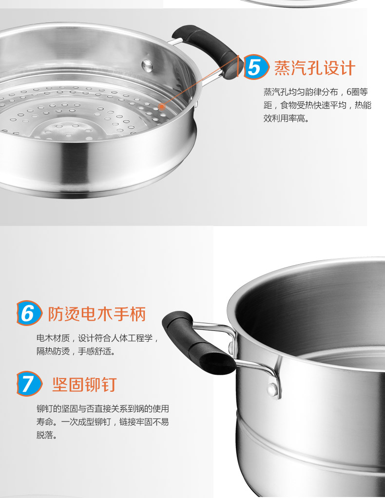 
                                        爱仕达（ASD） 蒸锅 二层26cm双层可调压复底不锈钢蒸笼电磁炉燃气通用QV1526                