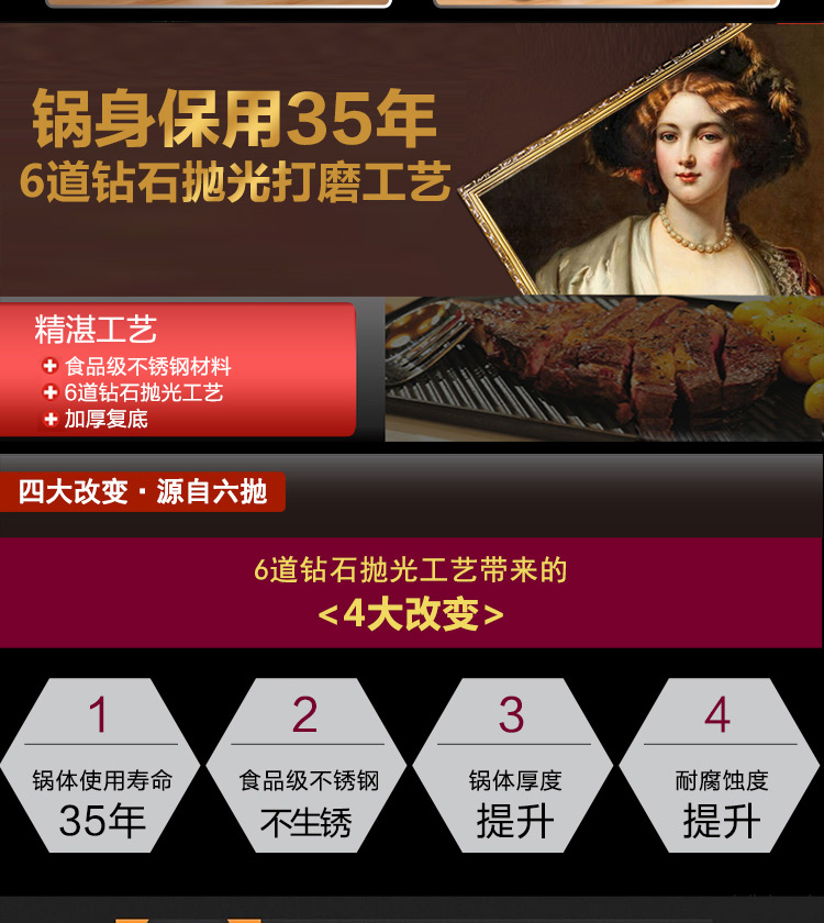 金钥匙（GOLDENKEY）蒸锅 二层 26cm不锈钢复底蒸笼