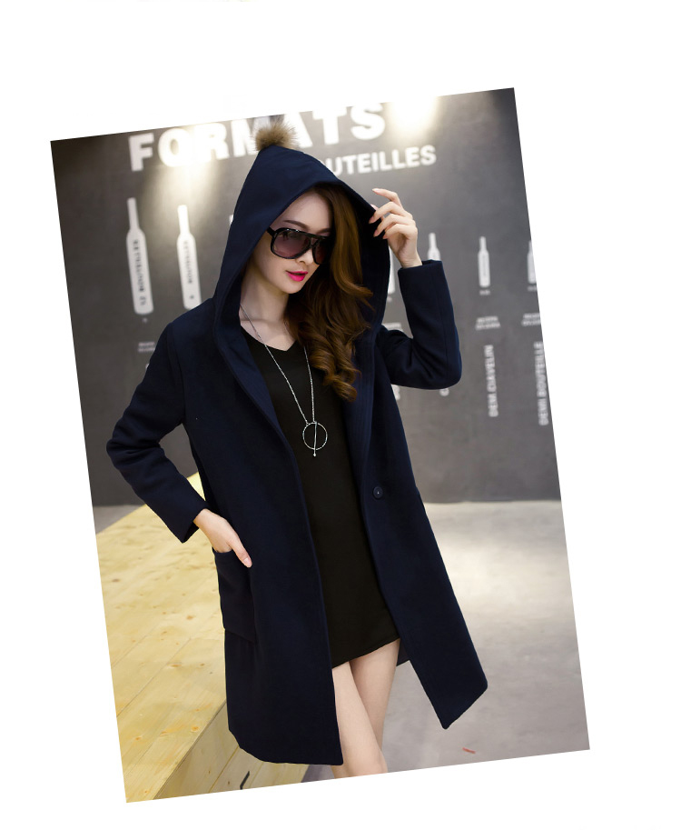 美零2015秋冬装新款毛呢大衣女显瘦毛呢外套5058 灰色 L