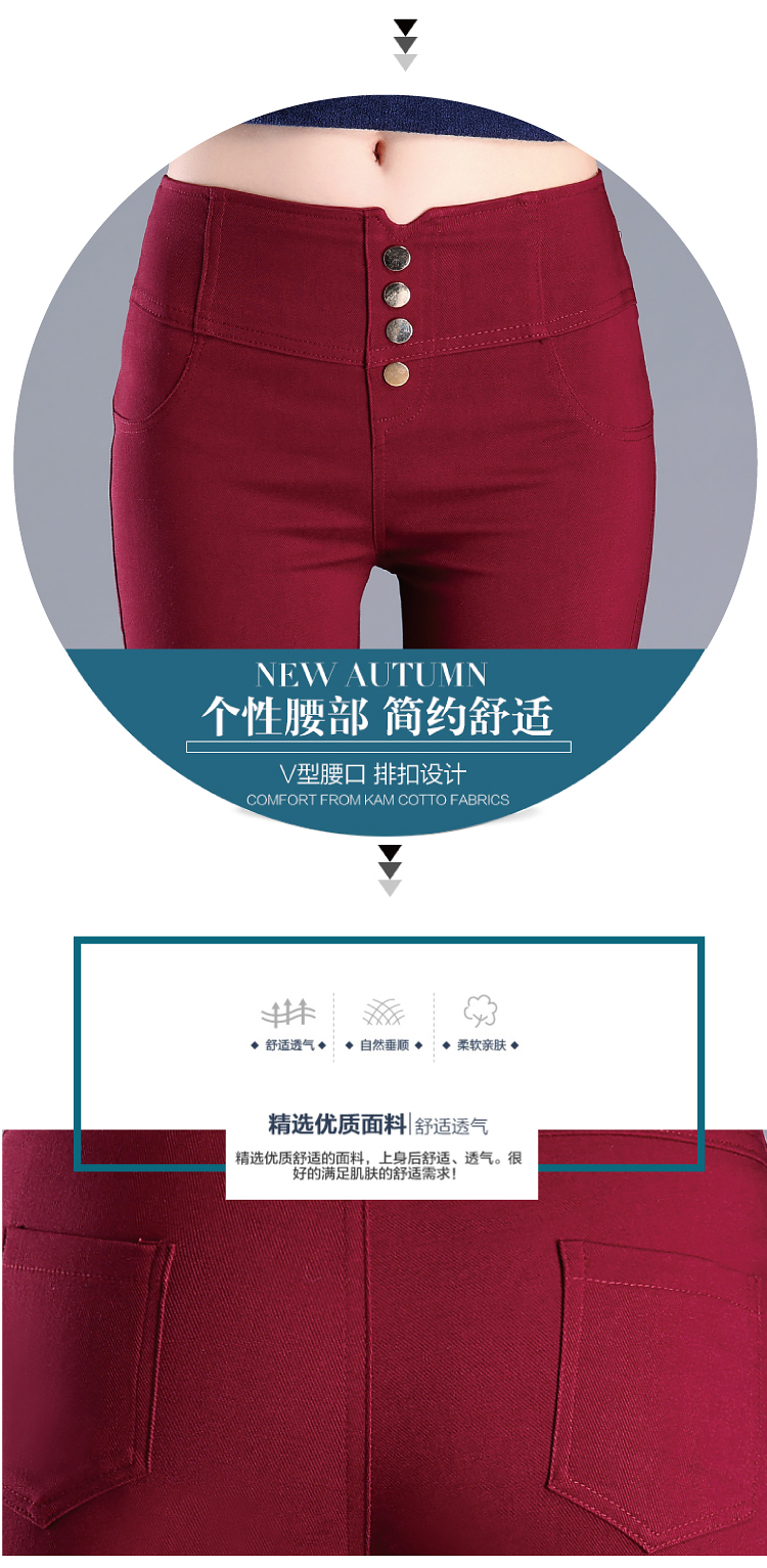 
                                        莎意圣2017春季新品高腰弹力修身小脚铅笔大码休闲打底裤女SY9911 黑色 M                
