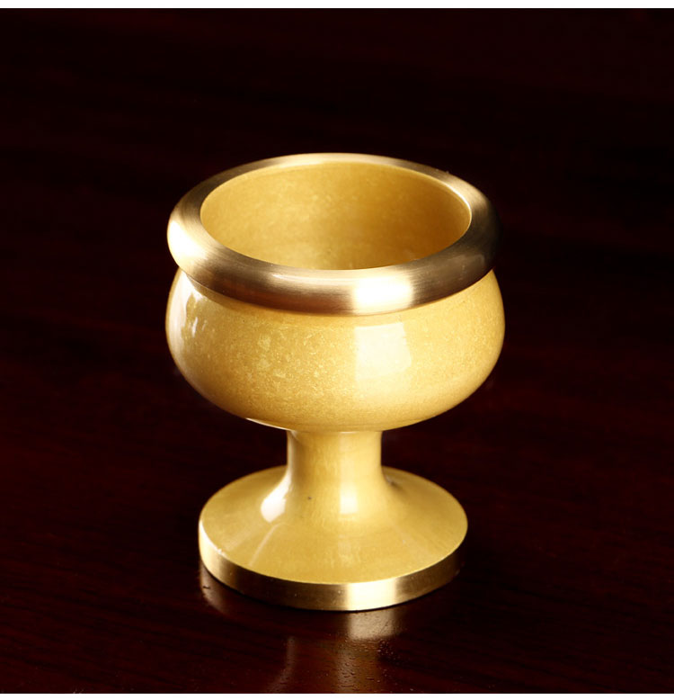 九黎 纯铜佛前供佛水杯圣水杯酒杯财神爷水杯供财神铜杯佛教用品佛前